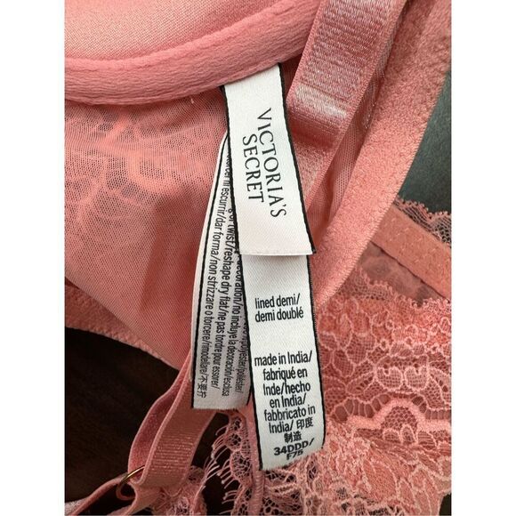 Victoria’s Secret Lined Demi Pink Lace Racerback Front Closure Bra Size 34DDD - Picture 4 of 5